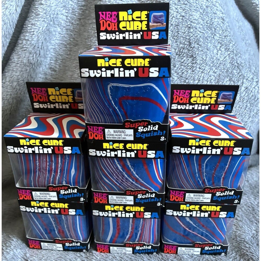 7 Nee Doh Nice Cube 4th Of July Swirlin USA Red White Blue Schylling Stress Toy